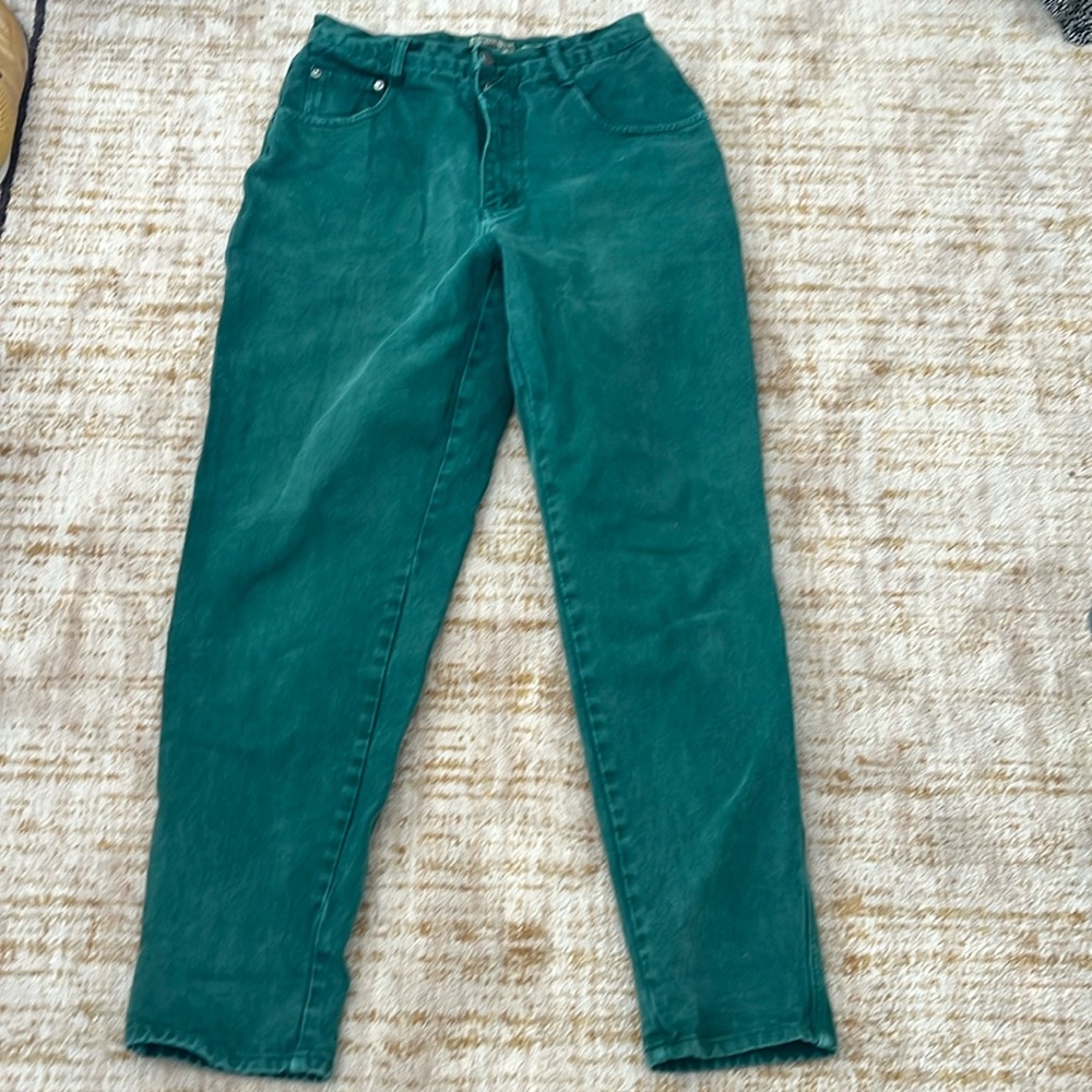 Vintage green denim mom jeans